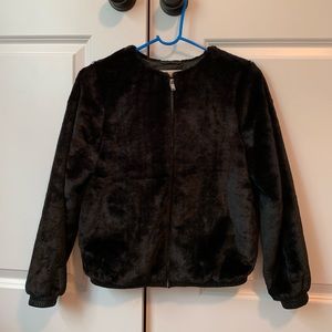 H&M girls faux fur bomber jacket
